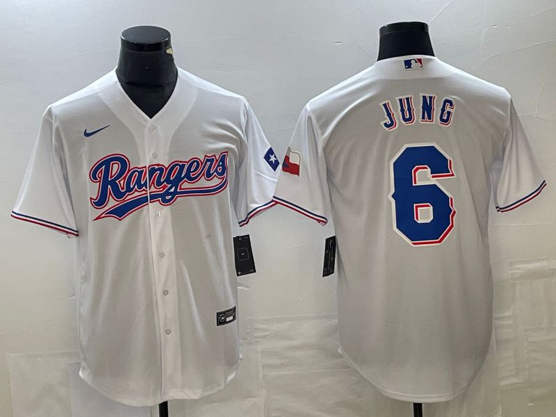 Men Texas Rangers 6 Jung White Game Nike 2023 MLB Jersey style 1